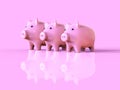 Three Sizes of Pink Piggy Bank for Saving Money